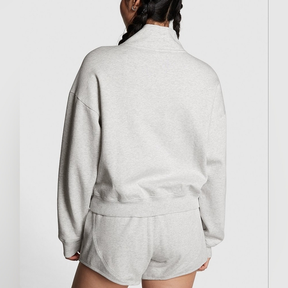 PINK Premium Fleece Half-Zip Sweatshirt Sz S Iced Coffee color - Picture 2 of 5